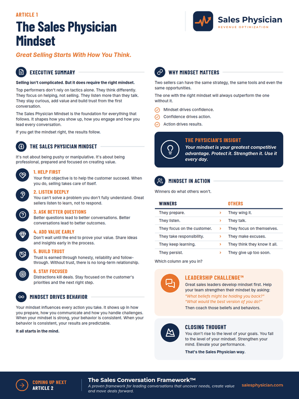 Cover of The Sales Physician Mindset